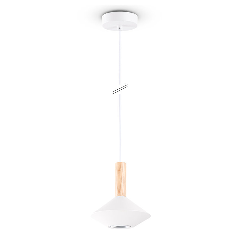 Bagan 1-Light Geometric Pendant, White/Natural, 18.7cm H x 17cm W x 17cm D