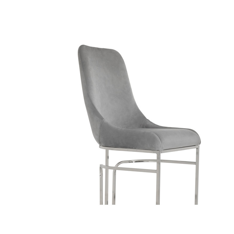 Chaises de salle à manger rembourrées Zular, Gris, Acier inoxydable