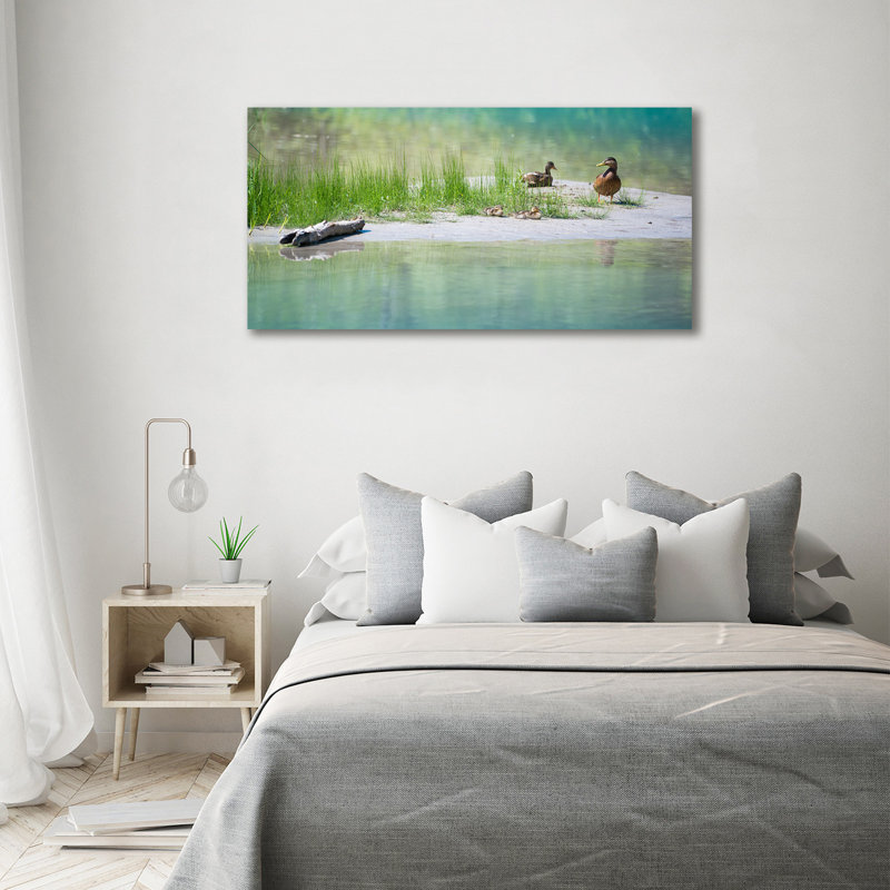Ducks Above The Water - Print, 70cm H x 140cm W x 2cm D, Wrapped Canvas