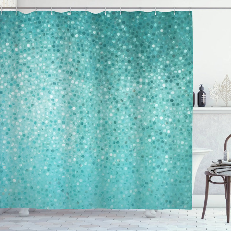 Ensemble de rideau de douche + crochets, H 70 po x l 69 po, Vert-de-gris