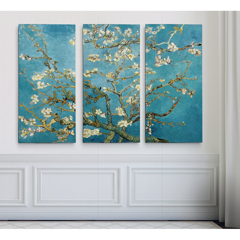 « amande florale horizontal », reproduction de peinture à l’acrylique à multiples images sur toile tendue, H 40 po x l 60 po