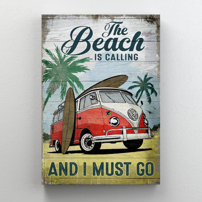 Beach Van - Wrapped Canvas Textual Art