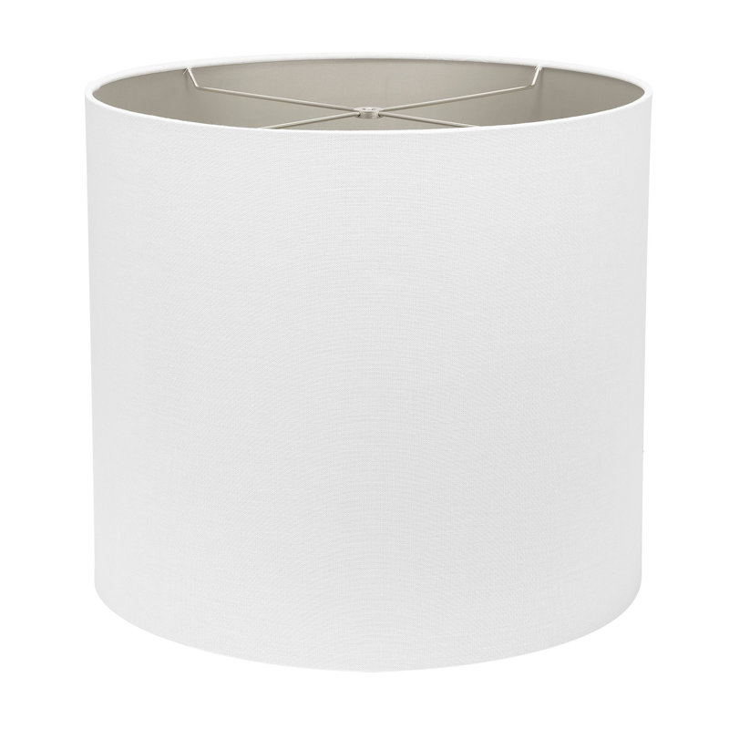 Drum Lamp Shade, 16" H x 18" W x 18" D, White/Silver
