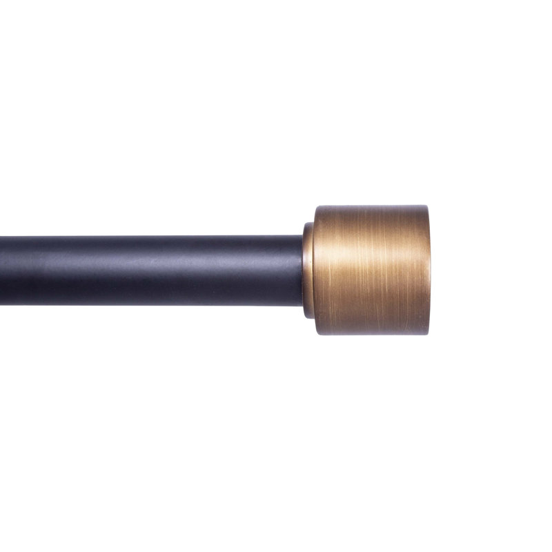 Claremont Astrid Adjustable 1" Single Curtain Rod, 36" - 66", Black