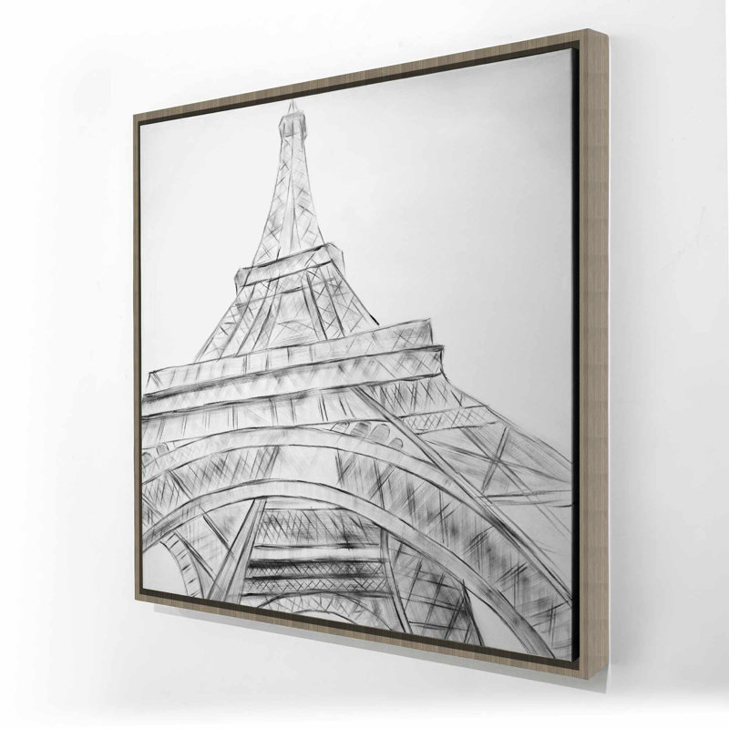 Croquis de la Tour Eiffel, toile | Architecture noir et blanc