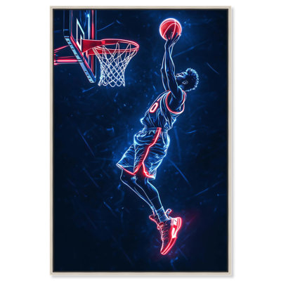 Shoot Some Hoops Neon Canvas by Art Remedy