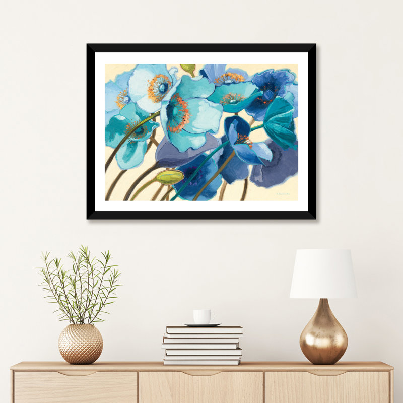 «Le Pavots Bleu» par Shirley Novak - reproduction d'art, H 24 po x l 32 po x P 1 po