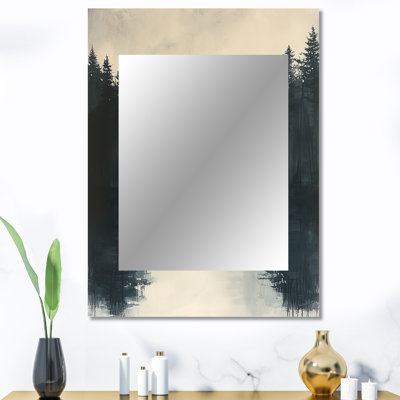 «Vintage Forest By The Lake I», miroir mural décoratif traditionnel, impression d'art en métal