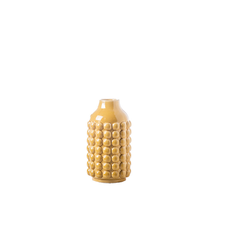 Vase de table en céramique Urban Trends Collection, Jaune, H 10,75 po x l 5,75 po x P 5,75 po