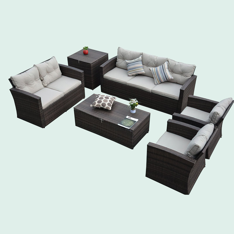 7 - Person Patio Conversation Set with Cushions