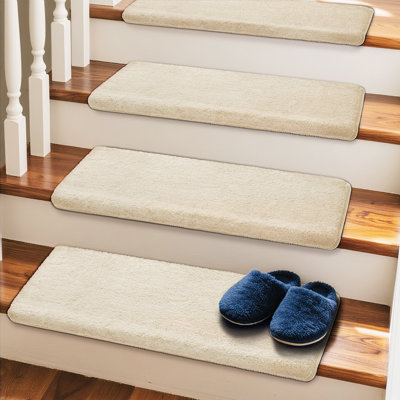 Plush 9.5"x30"x1.2"Bullnosed Carpet Stair Treads Cover*12 Beige