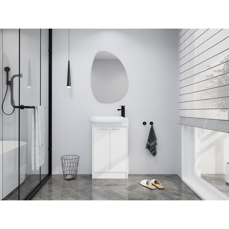 Meuble-lavabo autoportant de 23 po avec lavabo et portes à fermeture douce