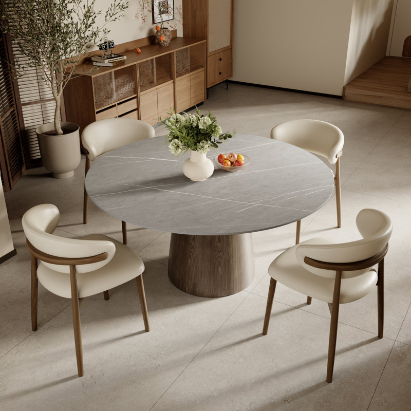 Table de salle à manger Mid-Century, H 29,53 po x L 59,05 po x l 59,05 po, Gris mat