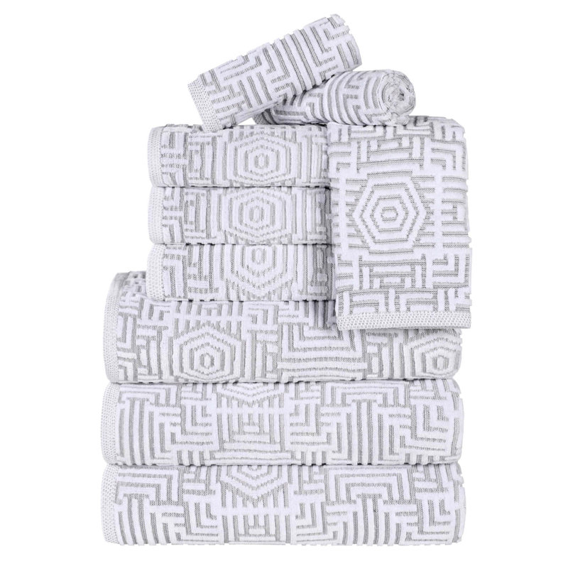 Ingry 100% Cotton Midweight Jacquard Mulit-Size Set, Platinum