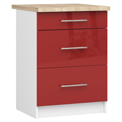OLIWIA kitchen base cabinet in white and red gloss