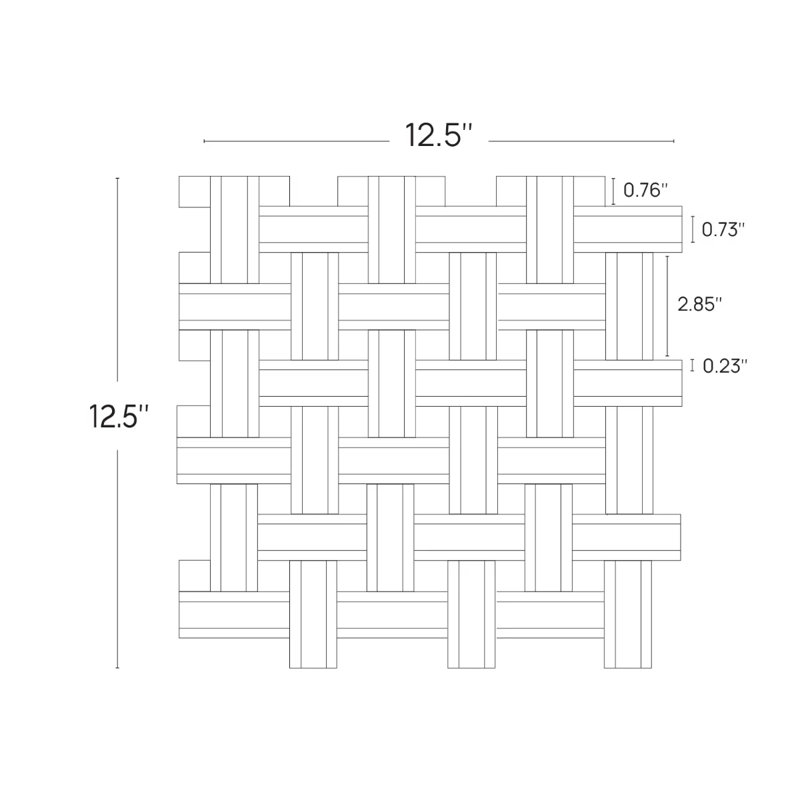 Twine 1x3 Basketweave Polished Marble Mosaic Tile