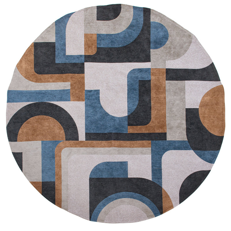 Geometric Area Rug, Round 140cm