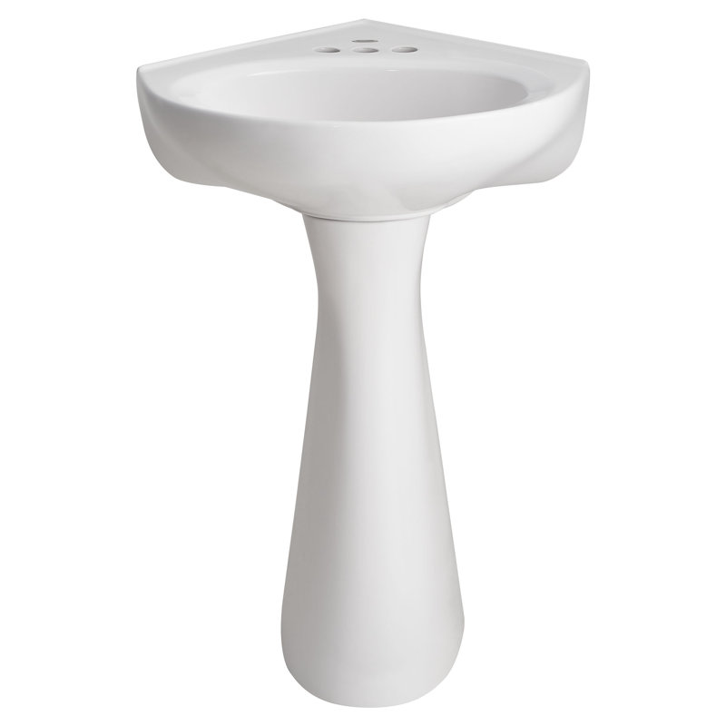 Lavabo de salle de bain sur pied corniche en porcelaine vitrifiée avec trop-plein 24 po Cornice, Central de 4 po