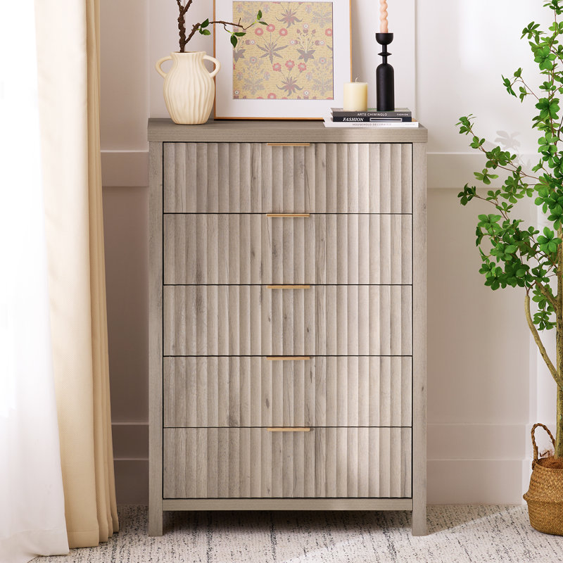 78cm W 5 - Drawer Chest of Drawers, Greige Oak