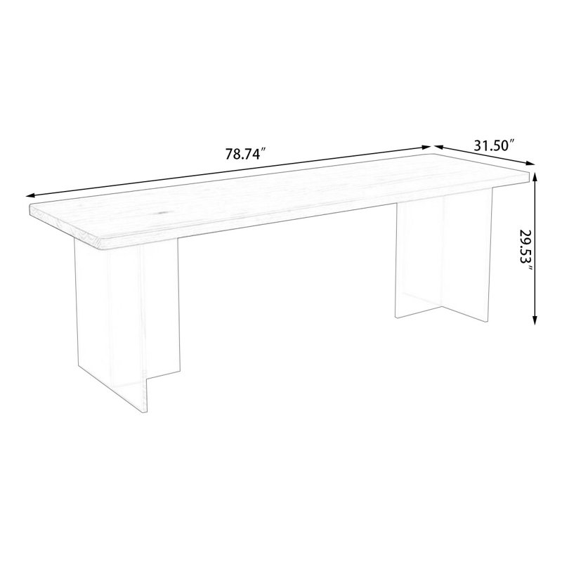 Bureaux rectangulaires en bois massif Burlywood, H 1,97 po x l 78,74 po x P 31,50 po 