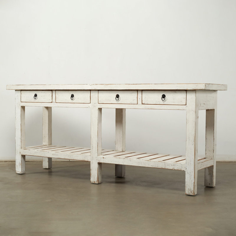 83'' W Solid Wood Console Table, White
