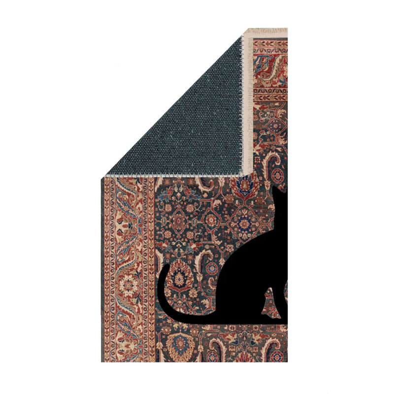 Persian Midnight Feline Overlay Area Rug