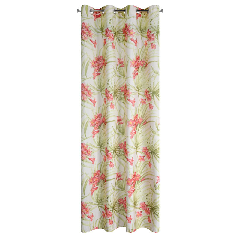 Sanostee Semi Sheer Curtain, White/Pink