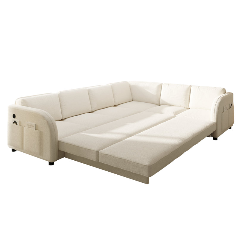 Canapés d'angle multifonctionnels avec rangement, revêtement en polaire sherpa, style moderne