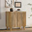 Armoire décorative en bois de manguier rustique avec rangement cannelé et tablette ajustable pour salle à manger, cuisine et salon TREXM