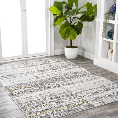 Tidal Modern Strie' Ivory/Black Rug