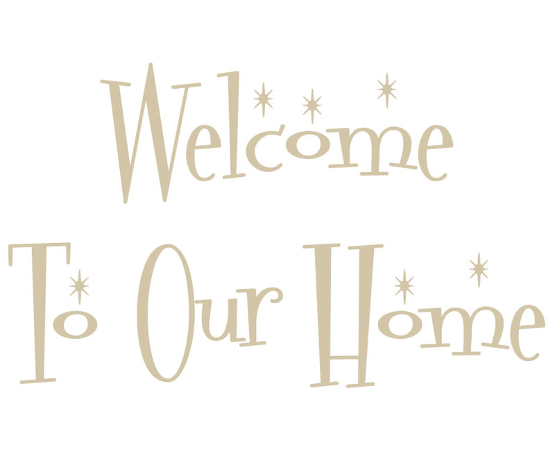 Décalcomanie murale "welcome to the home", H 22 po x l 36 po x P 0,01 po, Beige