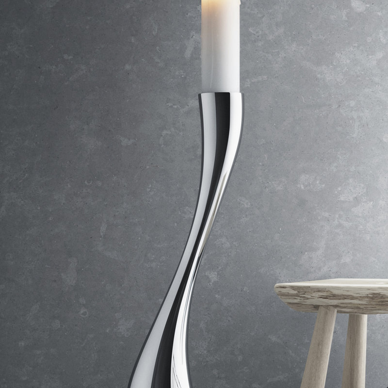 Cobra Stainless Steel Floor Candlestick, 23.62" H x 3.86" W x 3.86" D, Silver