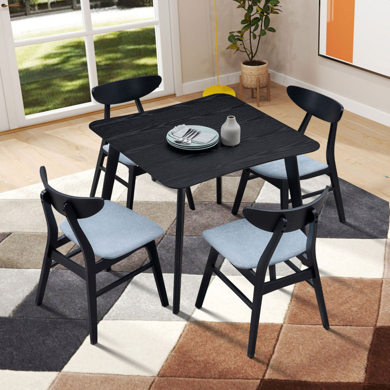 Table avec ensemble de tables de salle à manger Chawoodwood, table de cuisine carrée de conception simple et chaises rembourrées en tissu