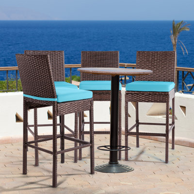 30” Patio Bar Stool with Cushion by Latitude Run