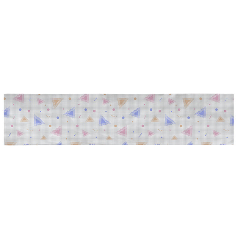 Chemin de table 90s Avicia, 72 po x 16 po, Bleu / Orange, Polyester