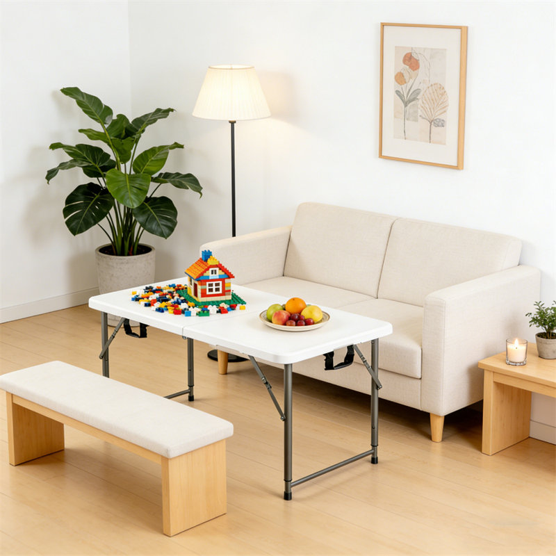 Table de camping pliante réglable en plastique de 4 pi de hauteur