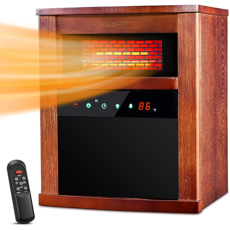 Walnut Electric Convection Heater with Thermostat and Remote