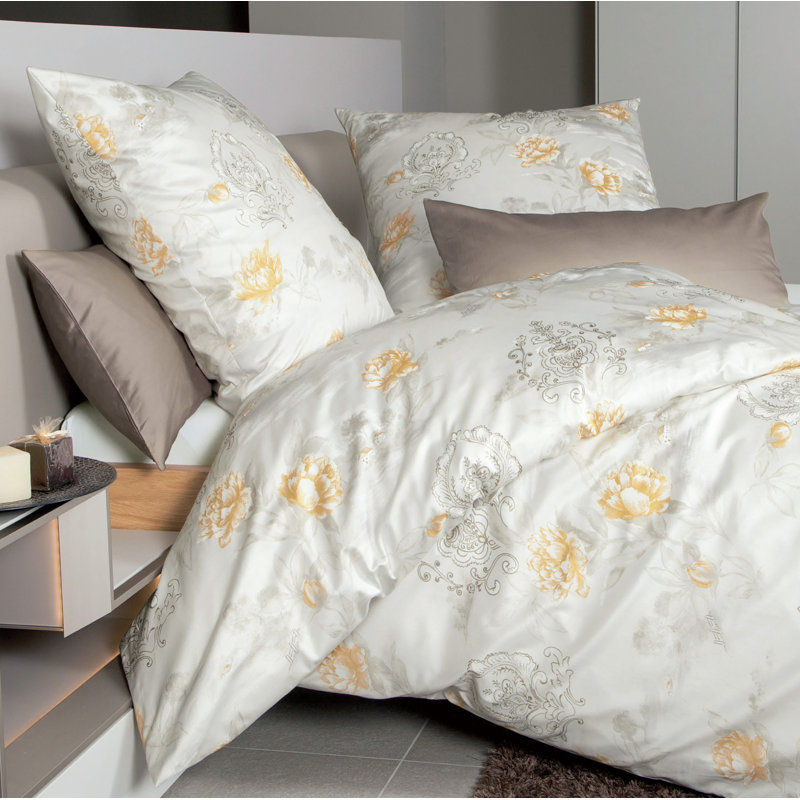 Messina Cotton Floral Duvet Cover Set with Pillowcases Included, 155 x 220cm Duvet Cover + 1 Standard Pillowcase