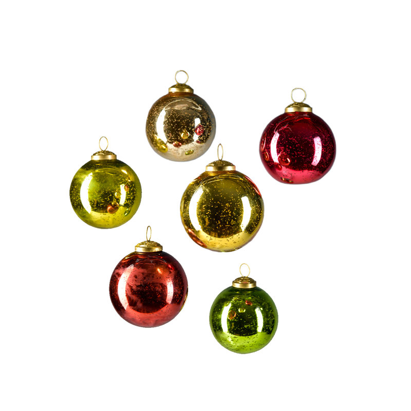Serene Spaces Living, ensemble de 6 ornements d'arbre de Noël rouge, vert et or pour la décoration de Noël