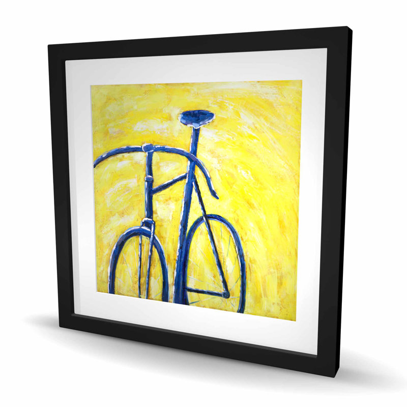 Vélo bleu sur fond jaune | Décoration moderne encadrée