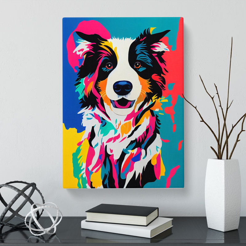 CAN-V0523-285X Border Collie Pop Style - Wrapped Canvas Print, 50cm H x 35cm W x 3cm D