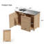 Ensemble de cuisine modulaire pour l'extérieur | Bois de cèdre, comptoir en acier inoxydable, base de lavabo et armoires de rangement-132759224