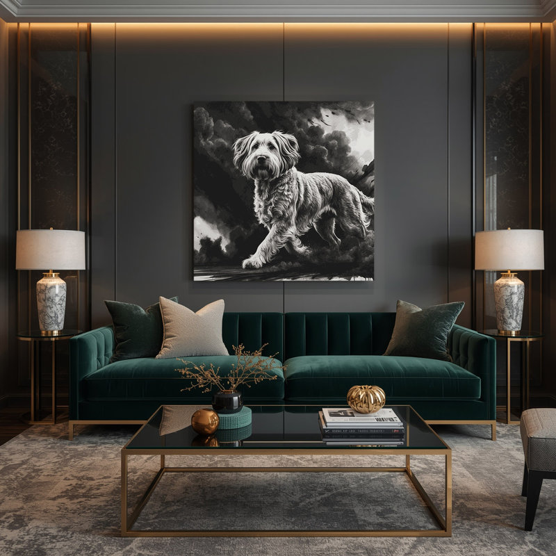 «Dogs Briard Gray», art mural sur toile, H 8 po x l 8 po