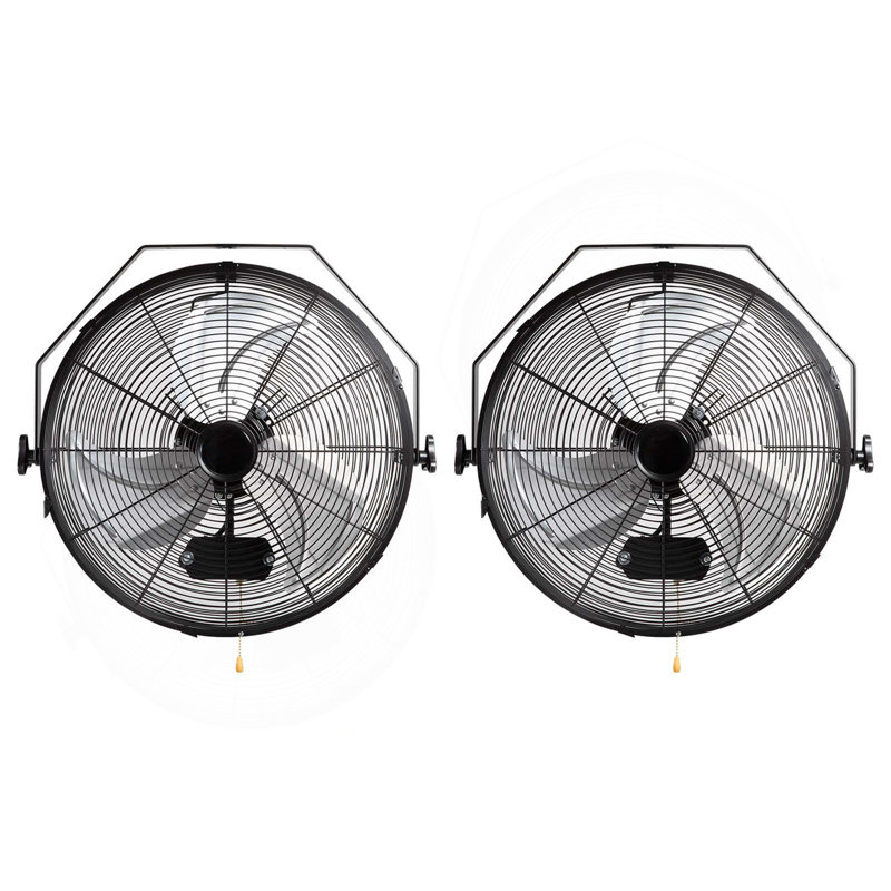 Wall Mount Fan, 2 PCS 18 Inch Manual 360-Degree Tilt Adjustment, 3-Speed High Velocity Max. 4000 CFM Industrial Wall Fan For Indoor, Commercial, Warehouse, Workshop, Basement, Garage