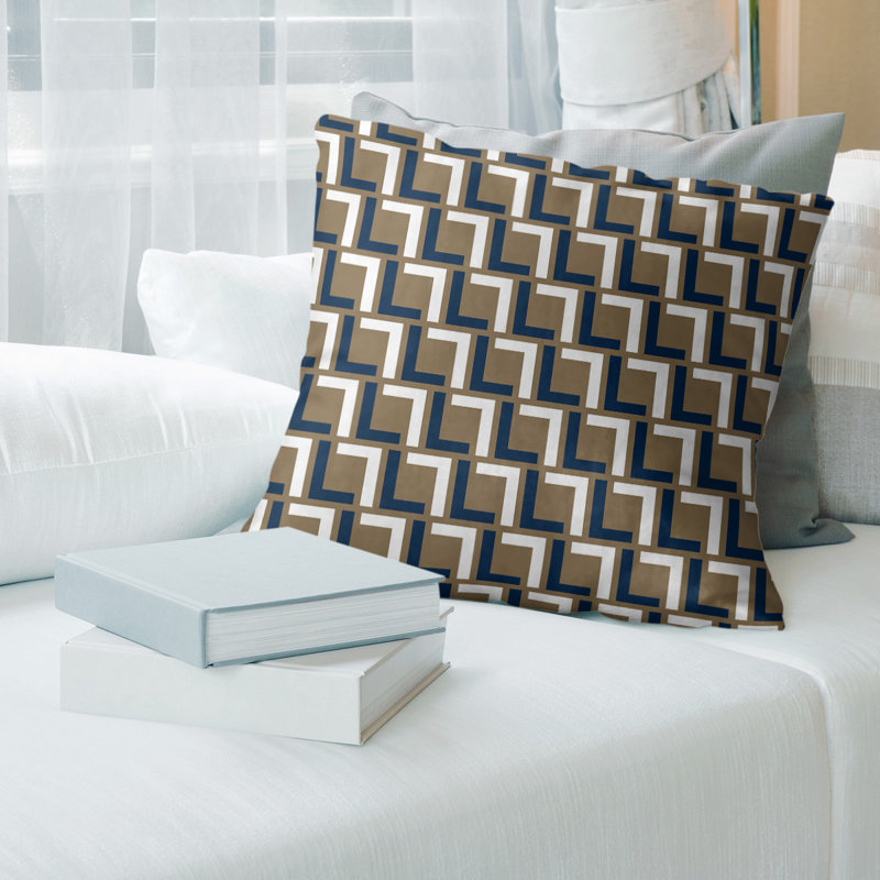 Housse de coussin St Louis, Brun / blanc / noir, Faux lin, 26 po x 26 po