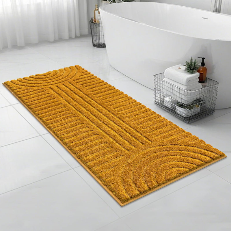 Non Slip Soft Absorbent Bath Mat, Gold, 60" L x 24" W