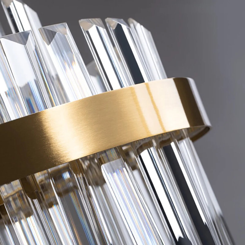 Modern Tiered Crystal LED Chandelier in Brass Light