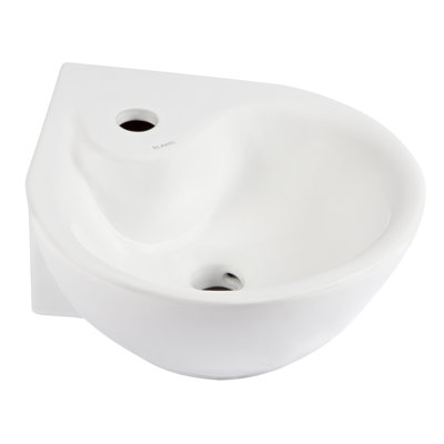 Lavabo d'angle de salle de bain en porcelaine vitreuse avec trop-plein 17 po