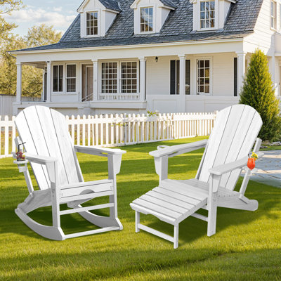 Chaise Adirondack pliante en polyéthylène haute densité Aunika (ensemble de 2)