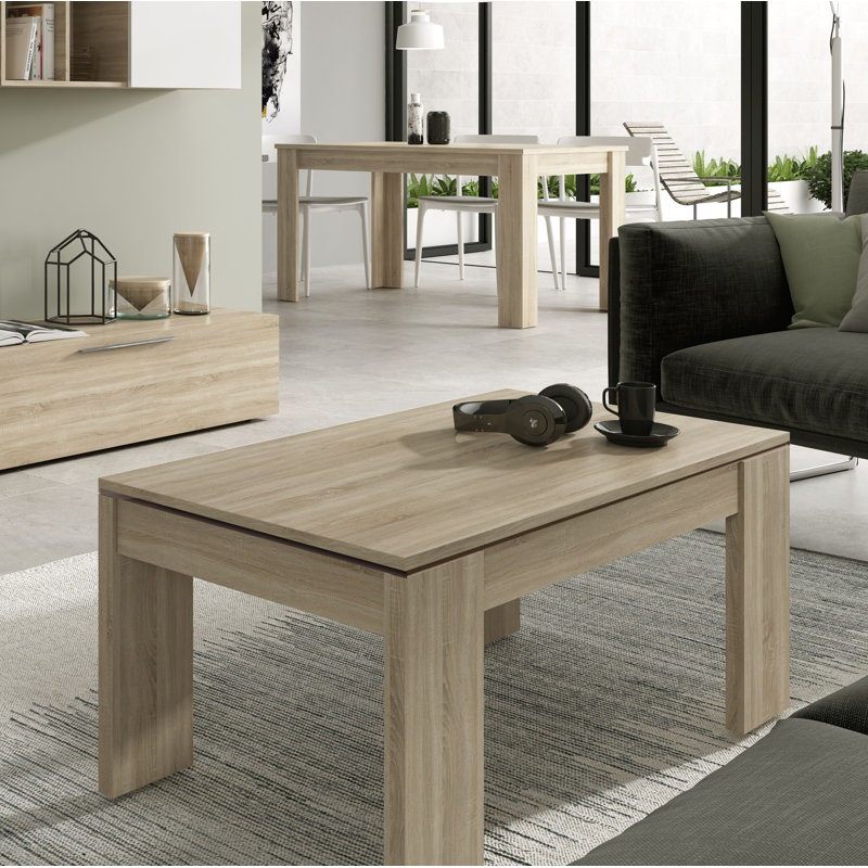 Biagi Lift Top Four Leg Coffee Table with Storage, Natural